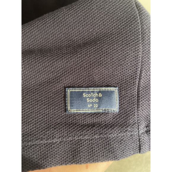 Mens Scotch & Soda Coffee Helps Navy & Blue Collard Polo Shirt Size L Cotton - Picture 7 of 12